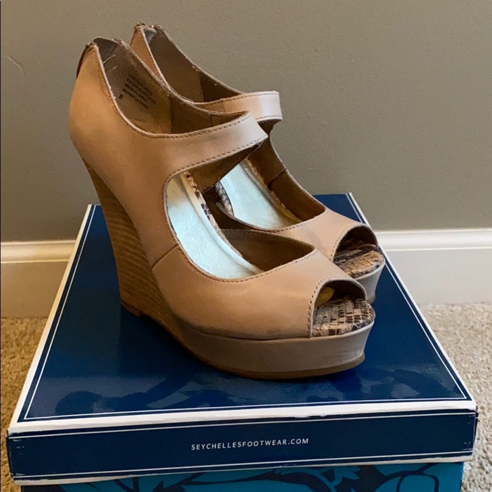 Taupe Leather Wedges